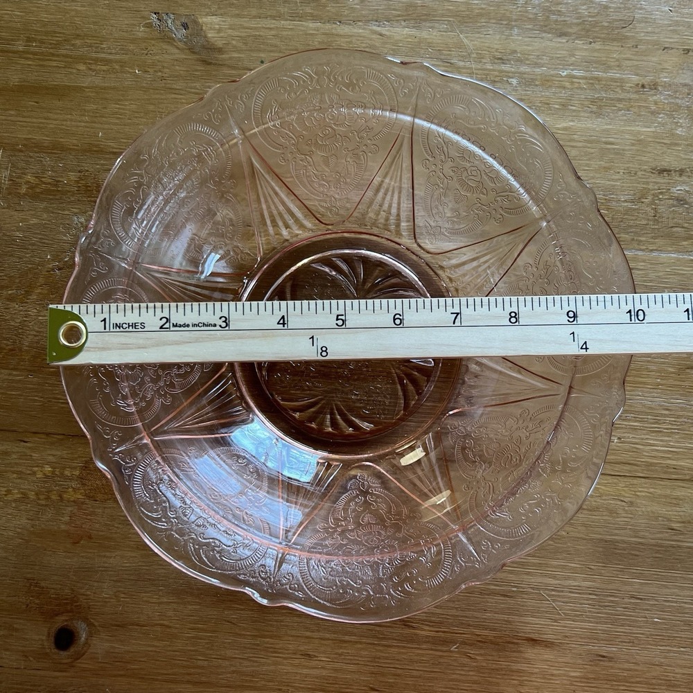 Hazel‎ Atlas Royal Lace Pink Depression Glass 10" Large Fruit Bowl Vintage - Picture 5 of 6